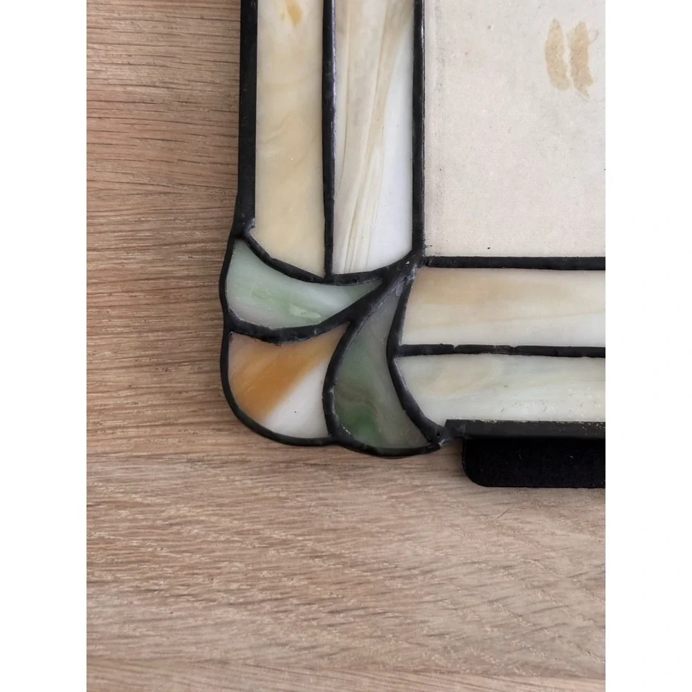 VTG Quoizel Art Deco MCM  Leaded Stained Glass Picture Frame 8X6